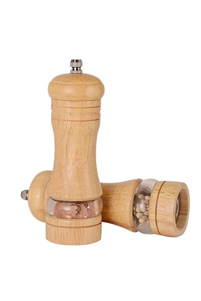 ebulduk Wooden Spice Salt Grinder with Acrylic Compartments, Salt Shaker, Spi...