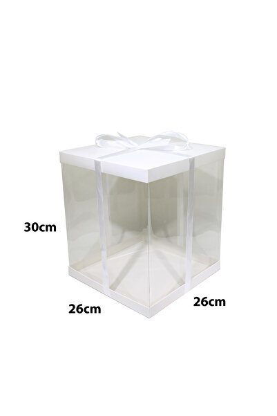 Generic 12 قطعة من بوكسات كيك ورقية فاخرة شفافة اللون أبيض