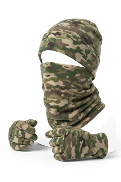 SINGLE SWORD Set de 3 mănuși din lână polară, guler și căciulă - Multicam