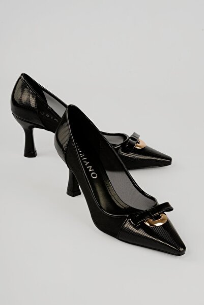 Mubiano Women's Stiletto Bow Buckle Mesh Detailed Pointed Toe Heeled Shoes Ne...