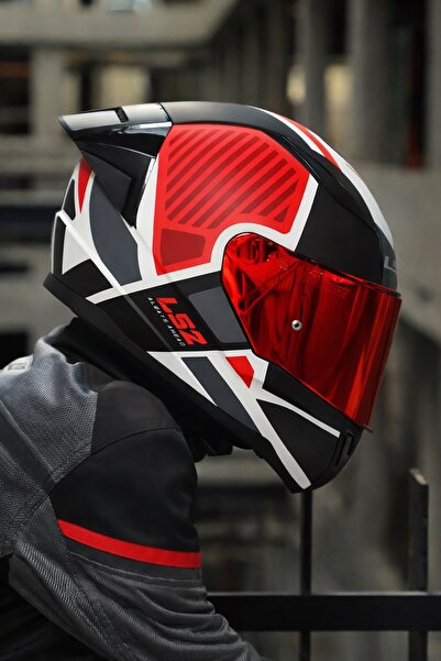 LS2 RAPID 2 GRID MAT BEYAZ-KIRMIZI KASK-KIRMIZI VİZÖR-SPOİLER