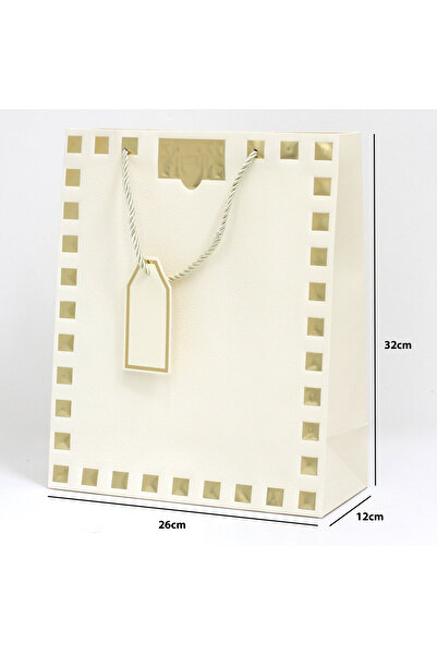 Generic 12 pieces of decorative gift bags with a gold-colored, off-white frame
