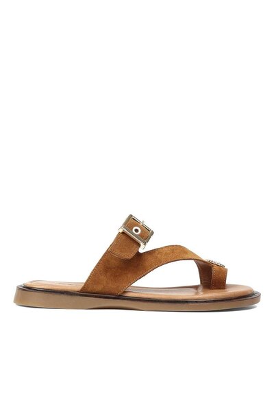 Celal Gültekin Kadın Taba Bilekten Tokalı Süet Deri Sandalet