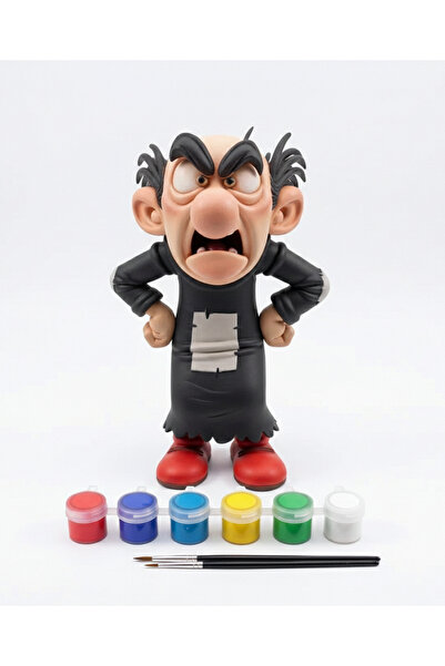 cevherprint 3D Tasarım Gargamel Boyama Seti - 11 cm Figür + 6 Renk Boya ve Fı...