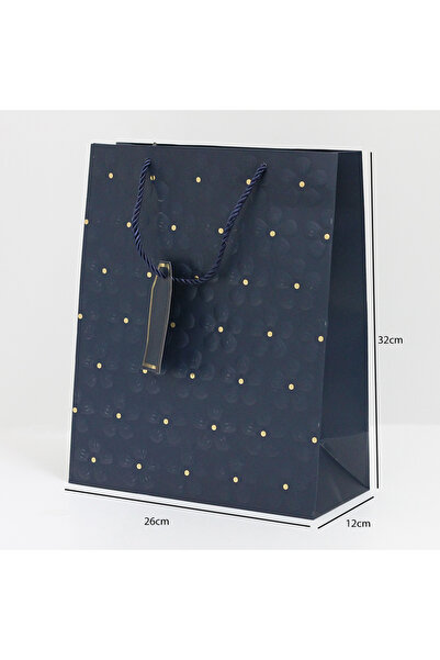 Generic 12 قطعة من أكياس هدايا مزخرفة بتصميم ورد اللون كحلي