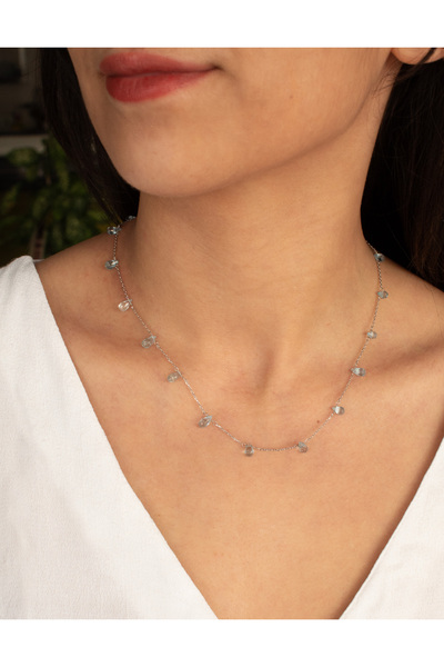 Doğan Diamond 925 Ayar Gümüş Yarı Değerli 14 Ct Doğal Blue Topaz Minimal Daml...