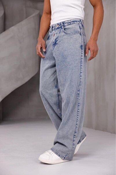 since 1990 man Manpuertas Men's High Waist Balloon Baggy Fit Loose Cut Jeans