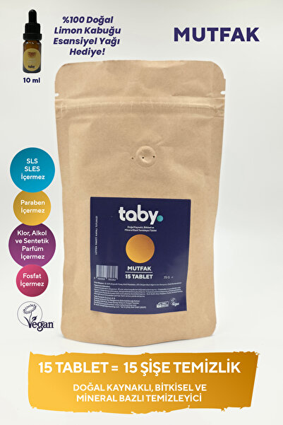 TABY Doğal Kaynaklı Bitkisel ve Mineral Bazlı Mutfak Temizleyici Tablet 15'li...