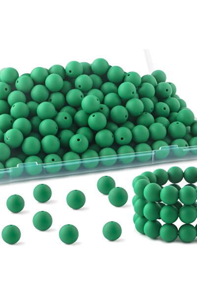 Choice15 50 خرزة سيليكون خضراء زيتونية مقاس 12 مم، خرز سيليكون دائري سائب لصن...