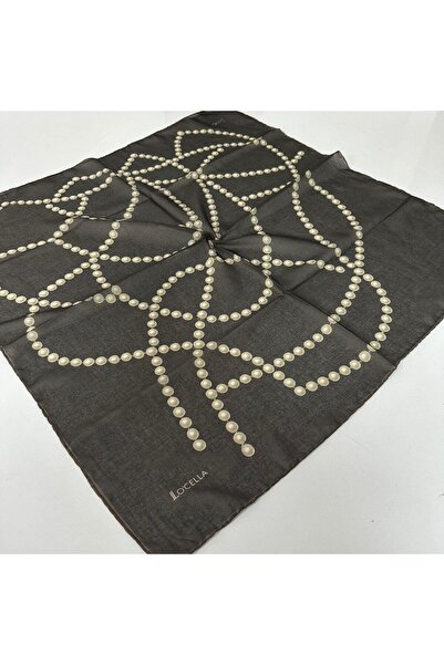 locella Μαλακό βαμβακερό κασκόλ σειράς İnci σε καφέ χρώμα LDFC9401