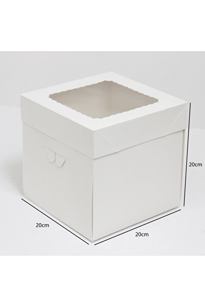 Generic 12 قطعة من علبة كيك بيضاء بغطاء شفاف اللون أبيض