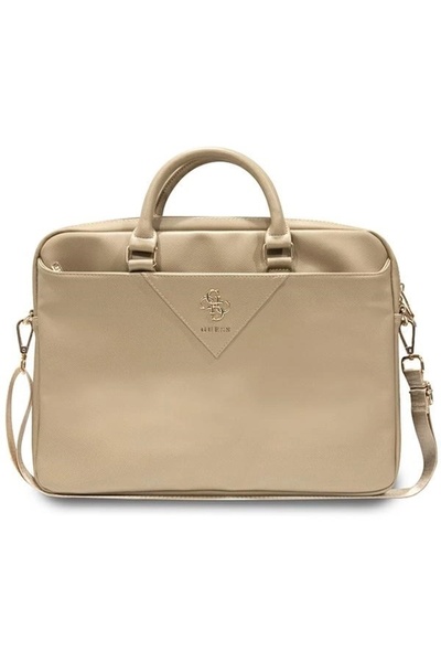 Guess Triangle 4G Gold Laptop Bag, Eco Leather, Fits 16" Laptops