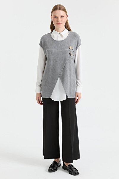 Esswaap Asimetrik Kesim Broş Detaylı İkili Takım Antrasit