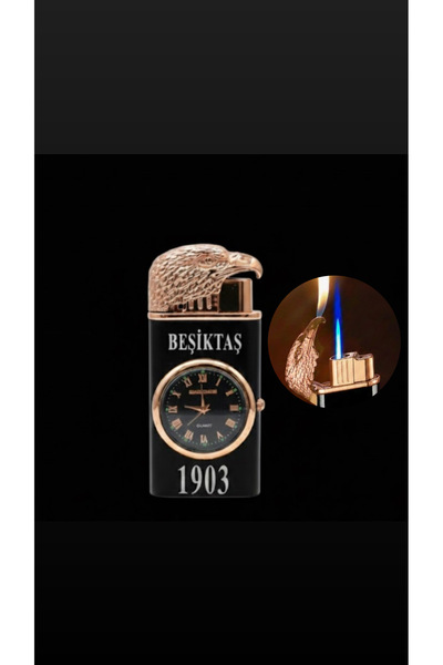 firelux lighter Kişiye Özel Kişiselleştirilebilir Kartallı Çift Alev Saatli Ç...