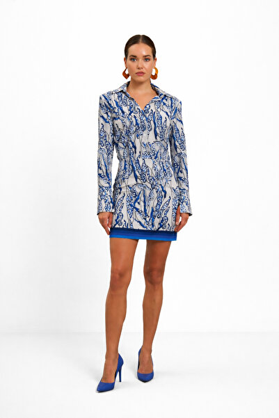 codemark Women's Patterned Shoulder Pad Pack Long Sleeve Mini Dress