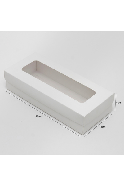 Generic 12 pieces of white paper box with separate lid and transparent window
