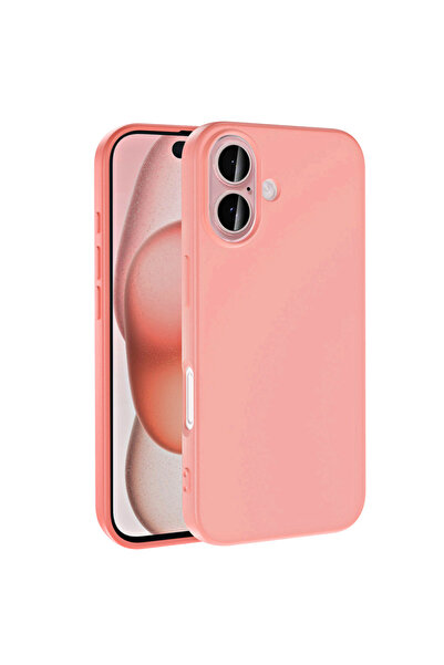 Paladyum Case غطاء سيليكون مخملي وردي اللون متوافق مع آيفون 16
