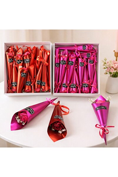 LOVE Trandafir Parfumat din Sapun, 35cm, in Con de Plastic