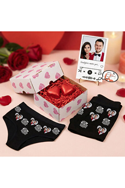 TexKid Sevgililer Günü Kişiye Özel Kalpli Hediye Kutusu Romantik Set Fotoğraf...
