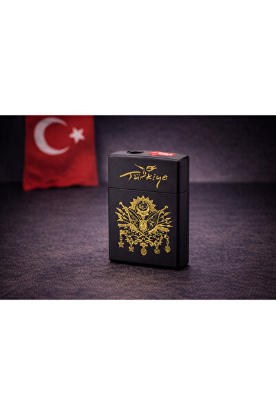 ZEFLAZER Kişiye Özel Osmanlı Tuğralı Çakmak Metal Siyah