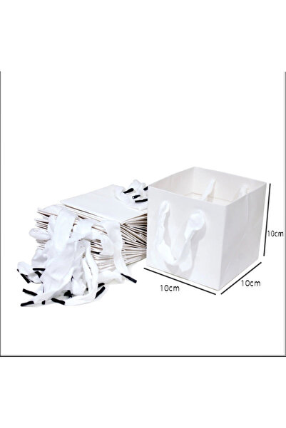 Generic 12 square white paper bags, dimensions 10x10x10