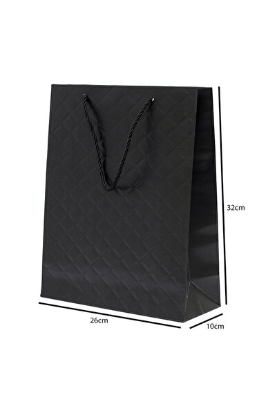 Generic 12 قطعة من اكياس ورقية فاخرة اللون أسود الأبعاد 26×10×32