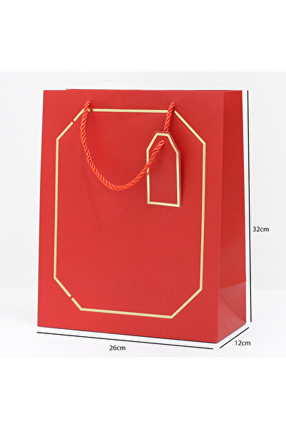 Generic 12 قطعة من أكياس هدايا بإطار ذهبي اللون أحمر