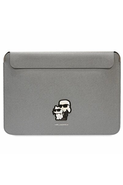 Karl Lagerfeld Saffiano Sleeve for 16" Laptops - Silver, Chic Protection
