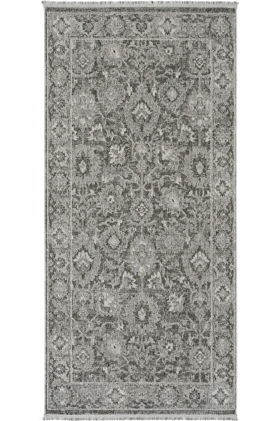 Cool Halı Zerina Gri Yumuşak Pamuk Taban Makina Etnik Desenli Klasik Otantik ...