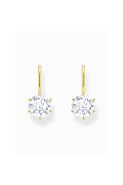 Thomas Sabo H2287-414-14 Gold-plated dangle earrings w. large white zirconia