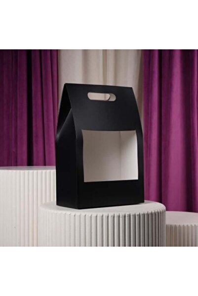 GiftWorld حقيبة كرافت بنافذة شفافة ومقبض مدمج