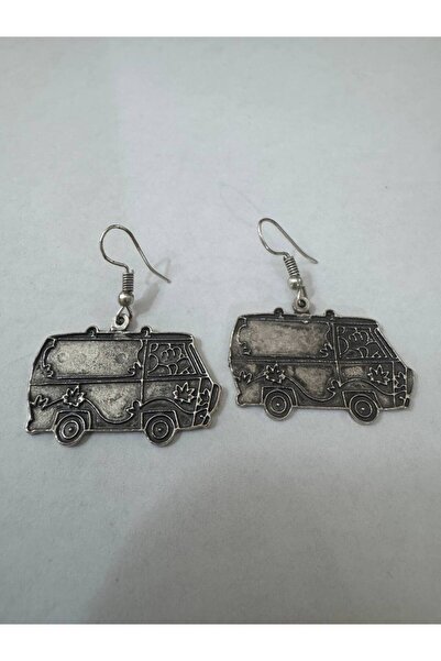 Yuchicly Vintage Minibus Figured Silver Color Unisex Dangle Daily Earrings