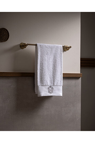 Madame Coco Maor 100% Cotton Embroidered Face Towel - White/Silver - 50X90 cm