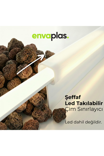 EnvaPlas Profesyonel Bahçe Ekipmanları Şeffaf Led Takılabilir Esnek Çim Sınır...