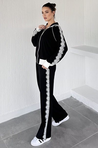 azragül giyim Fistolu Hooded Sweat Palazzo Pants Double Set