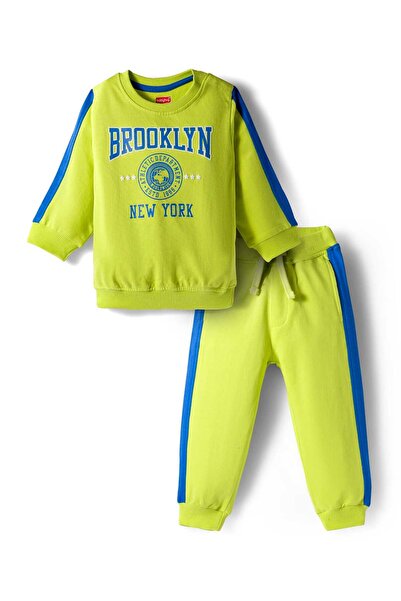 Babyhug طقم سويت شيرت وبنطال رياضي بأكمام طويلة من قماش تيري المحبوك، مزين بط...