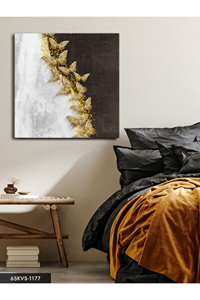 Evinemoda Gold Butterflies One Piece Square Canvas - Canvas Art Print