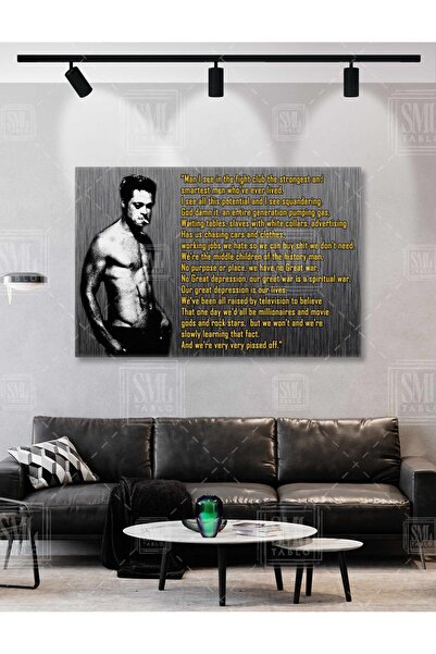 SML TABLO Brad Pitt Tyler Durden Fight Club Dövüş Kulübü Yatay Kanvas Tablo