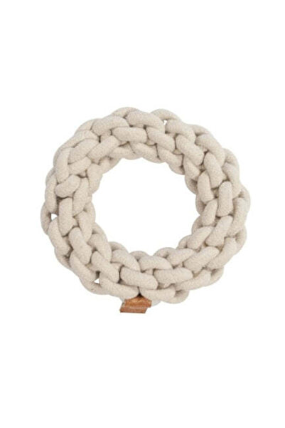 D&D Home Ben Braided Ring Dog Toy - WHITE/XS