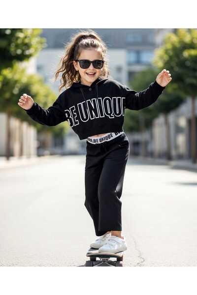 Ollington St. Cotton Be Unique Printed Hoodie Sweatshirts and Pant - Black