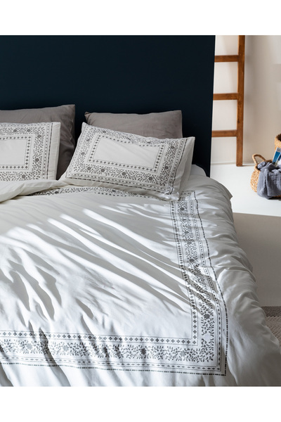 Madame Coco طقم غطاء لحاف من القطن بنسبة 100% من أربير كينج سايز - رمادي