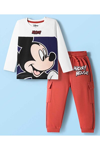 Babyhug Disney Single Jersey T-Shirt and Pant Set with Mickey Mouse Graphics ...