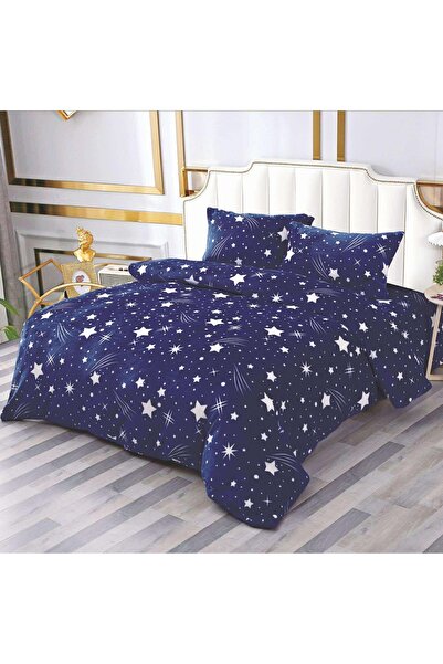 OEM Bed linen, Cocolino, 2 persons, 4 pieces, blue, with white stars, CCN4001