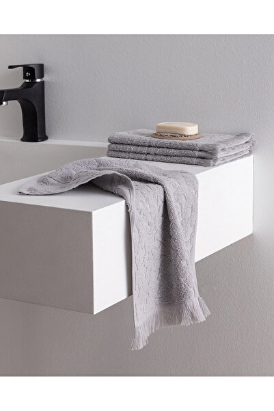 Madame Coco Pavot 4'lü %100 Pamuk El Havlusu - Gri - 30x45 cm