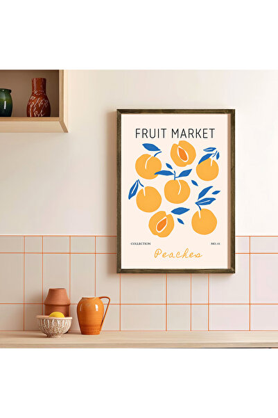 Vetro Design Tržnica voća - Plakat u drvenom okviru sa breskijama