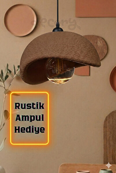 decory Kahverengi Beton Görünümlü Tekli Sarkıt Avize,Bohem Sarkıt Avize (Biop...