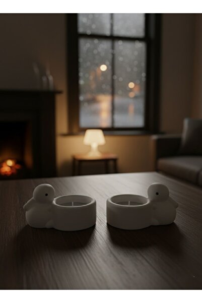 MODESTA HOME 2’li Figürlü Dekoratif Mumluk Seti Beyaz – Sevimli Tavşan Mumluk...