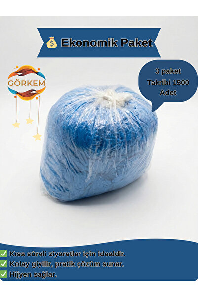OEM 3 Paket (1500 Adet) Mavi Galoş - Pratik Kullanım (Tek Kullanımlık)