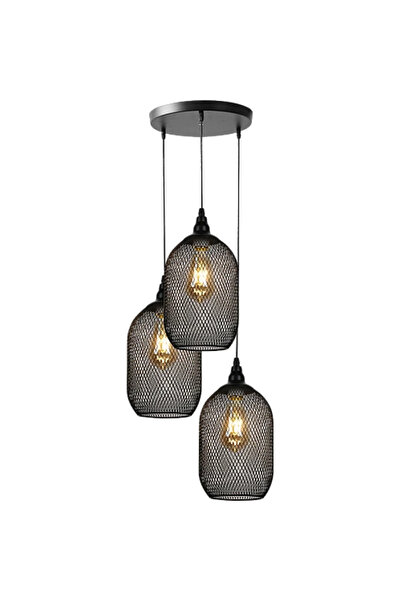 Humer نجف علاقي مودرن ثلاثي اسود E27*3L