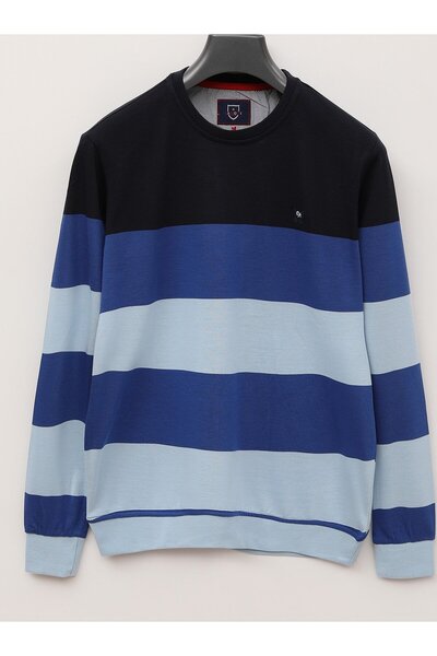 Dio Rise Men's Long Sleeve Slim Sweater - (M-3Xl) - Czt-175 - Blue - Navy Blue